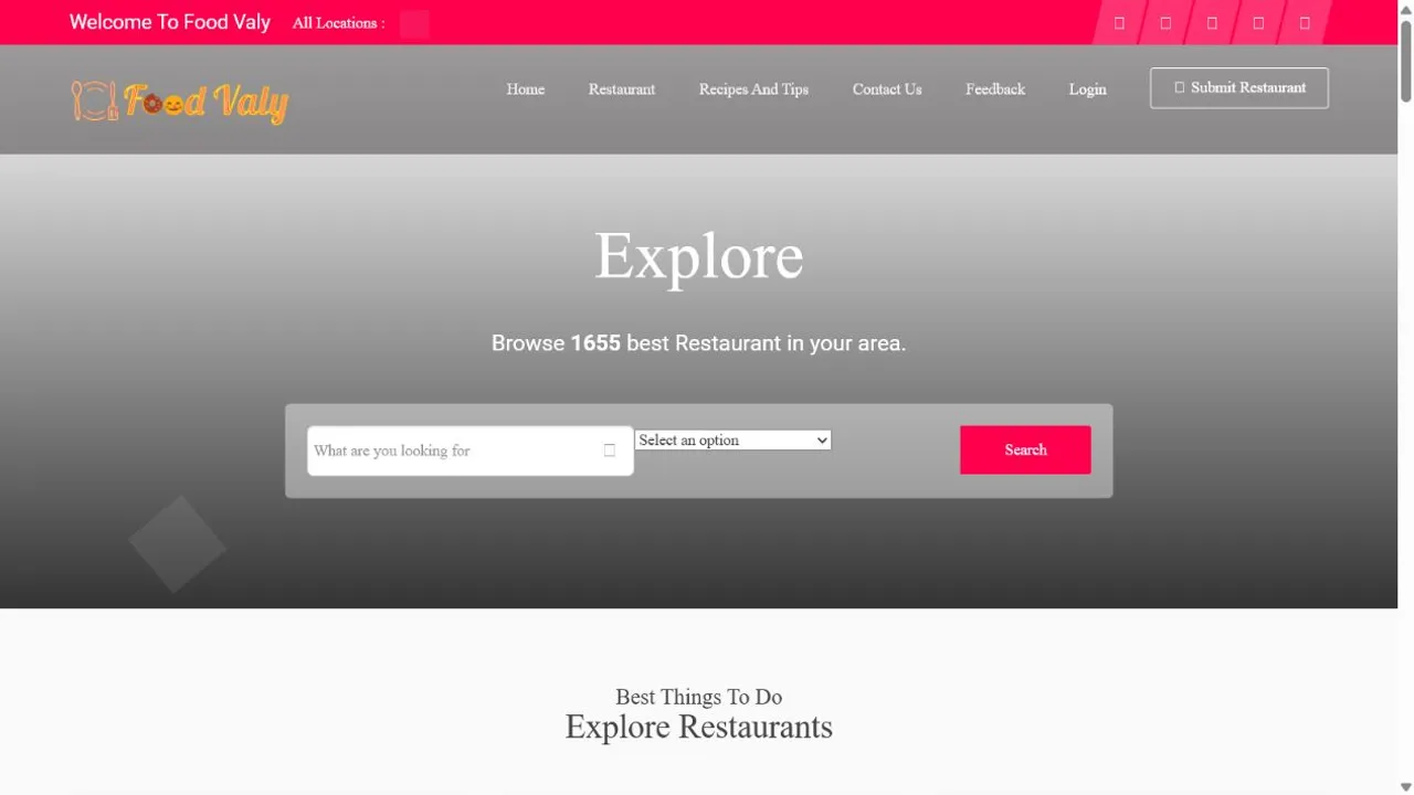 FoodValy restaurant discovery homepage