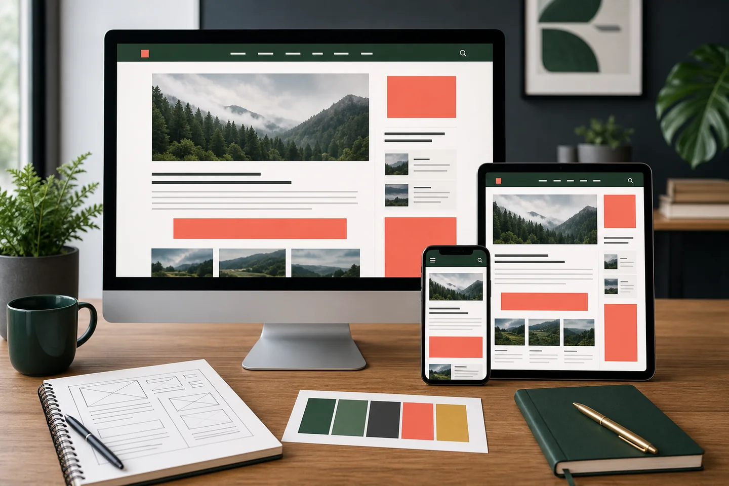 An AdSense-ready content website displayed across desktop, tablet, and mobile